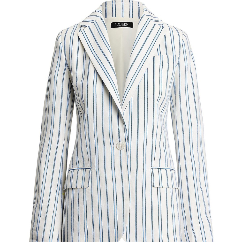 Lauren Ralph Lauren Blue and White Striped Blazer - Picture 3 of 8
